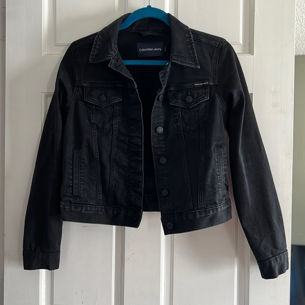 Woman's Black Clavin Klein Jean Jacket 90